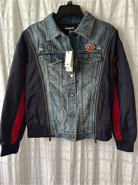 Desigual Jadi Wanita Hybrid Denim Nylon Quilted Jacket Trucker 🧿💎❤️